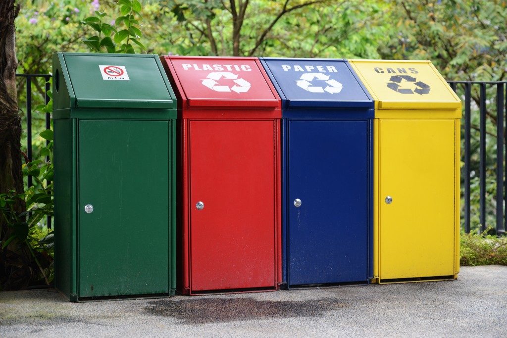  Different Colored Bins For Collection Of Recycle Materials